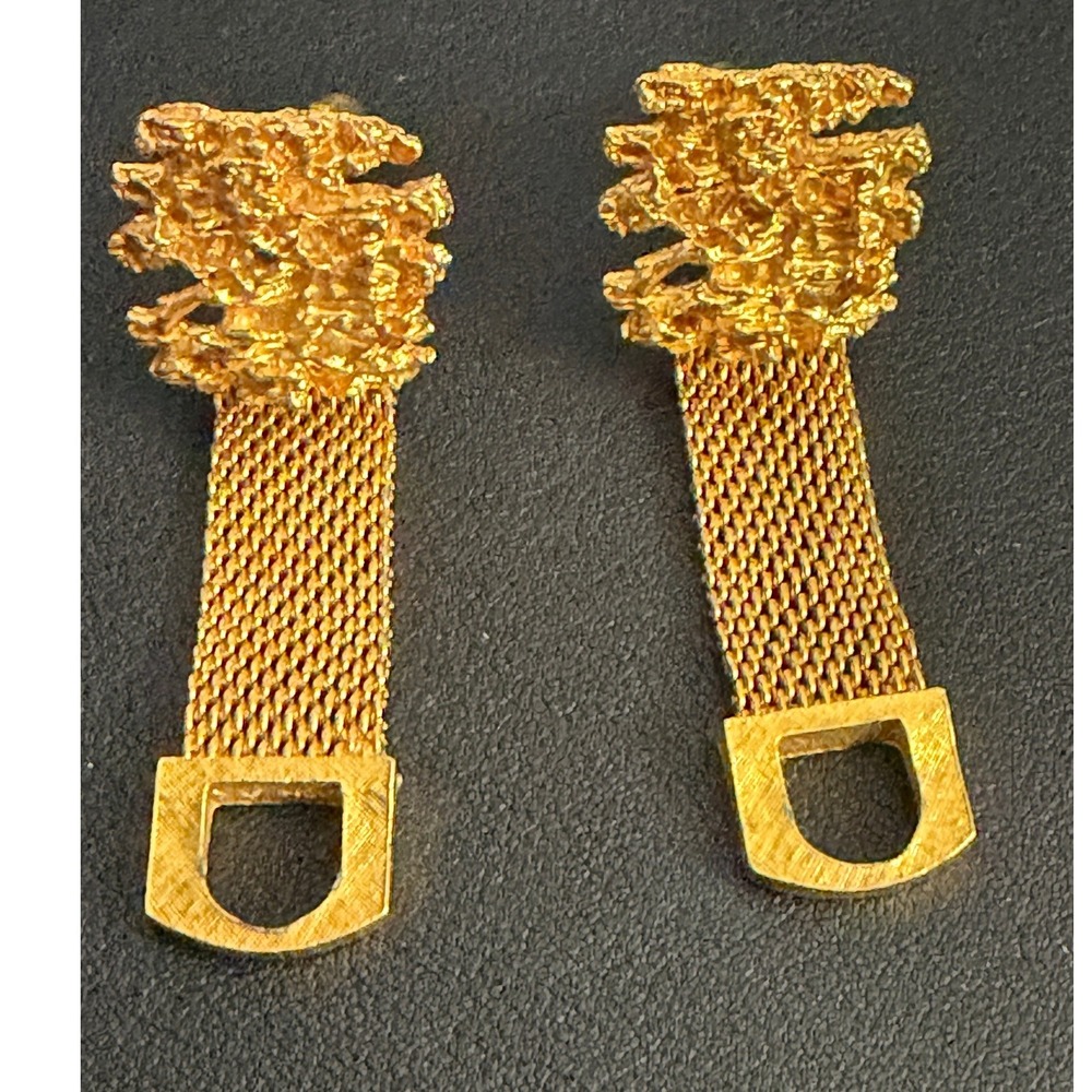 Vintage SWANK Brutalist Cufflinks Gold Tone Nugget